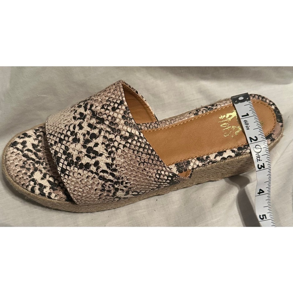 Camel Toes Flatform Espadrille Slide Mules Neutral Faux Snakeskin Sandals - Picture 9 of 14